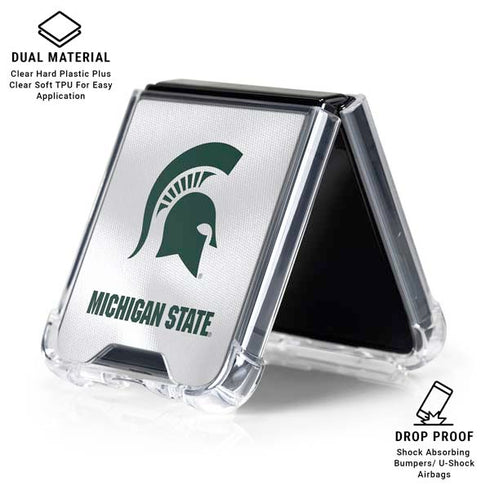 Michigan State University White Jersey Galaxy Z Flip6 Clear Case